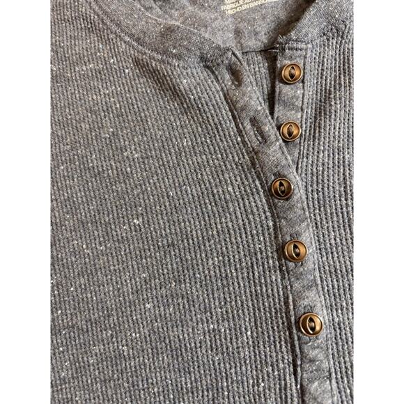 Natural Blue Waffle Knit Henley Blue Long Sleeve Top Small - Picture 2 of 5